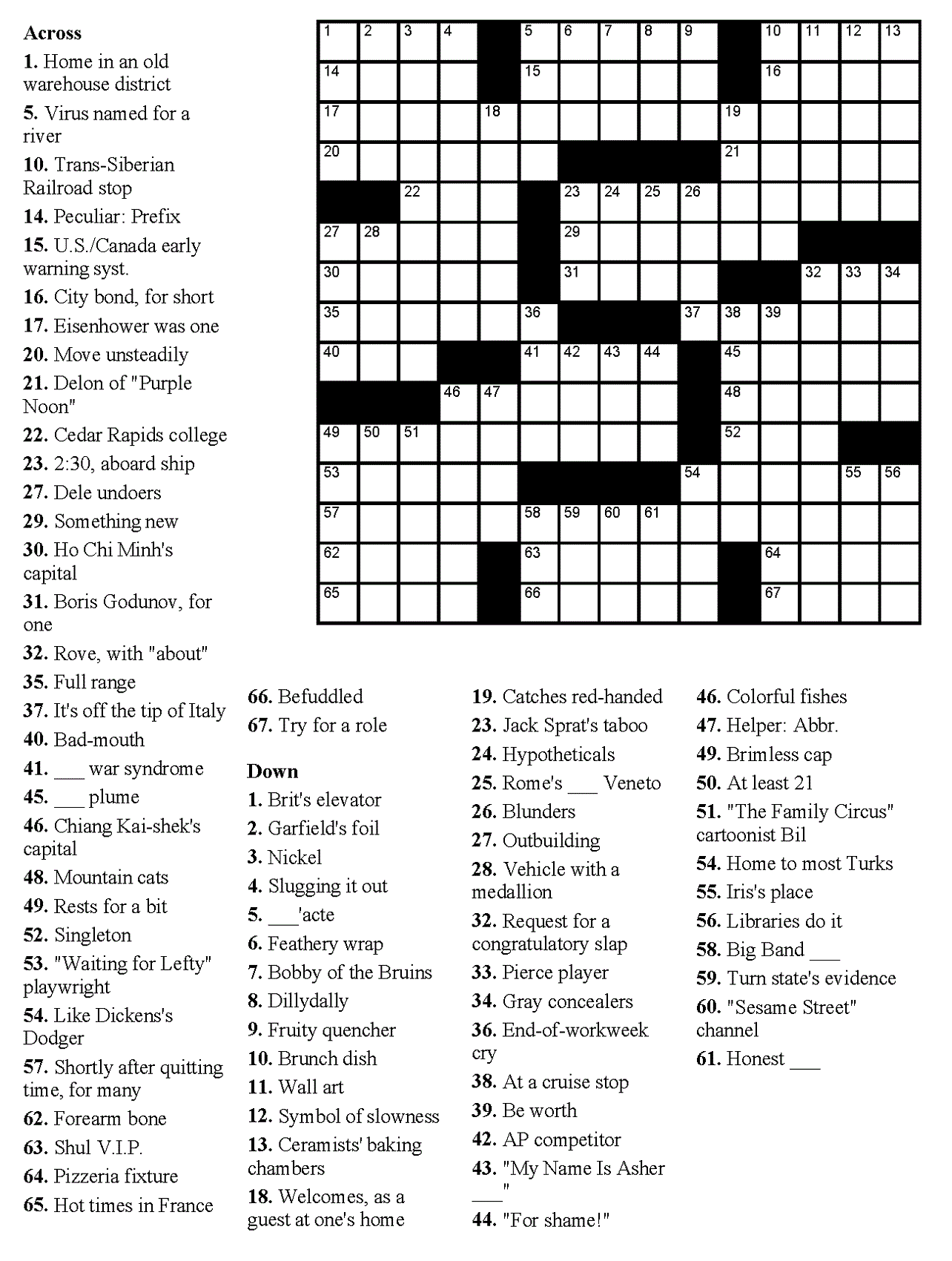 Printable Adult Crossword Puzzles 28