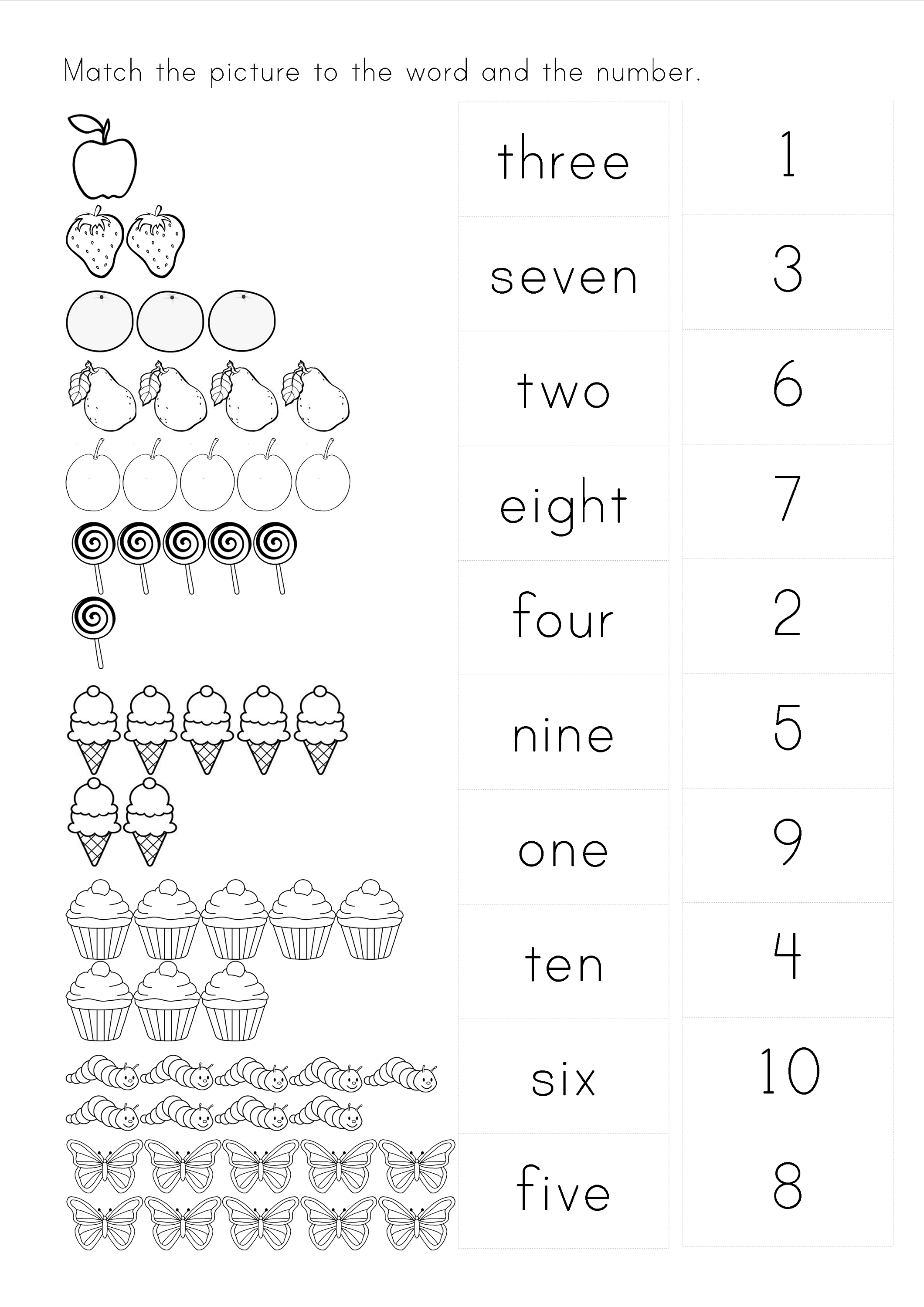 Numbers And Number Words To 10