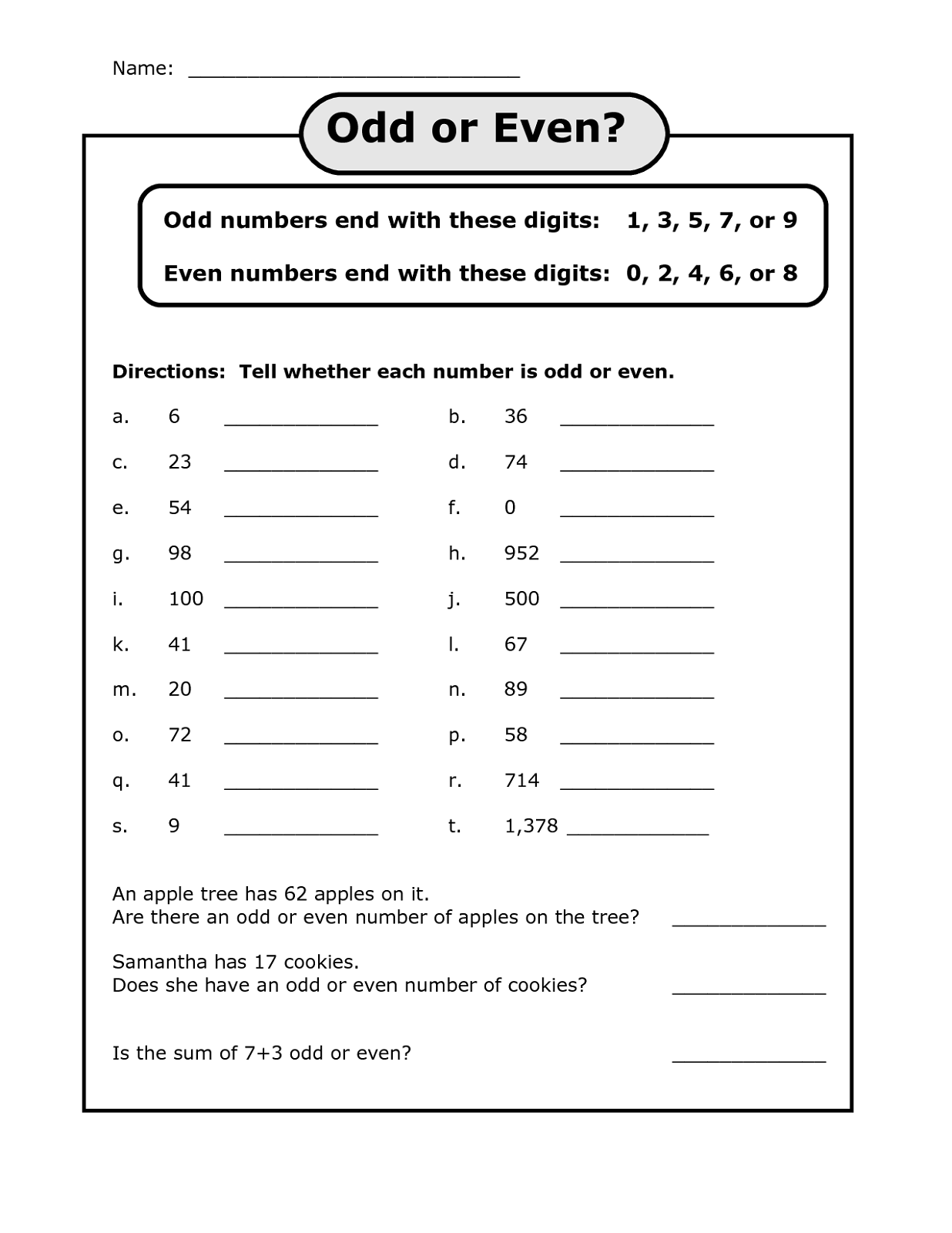 Odd And Even Worksheets Printable Activity Shelter