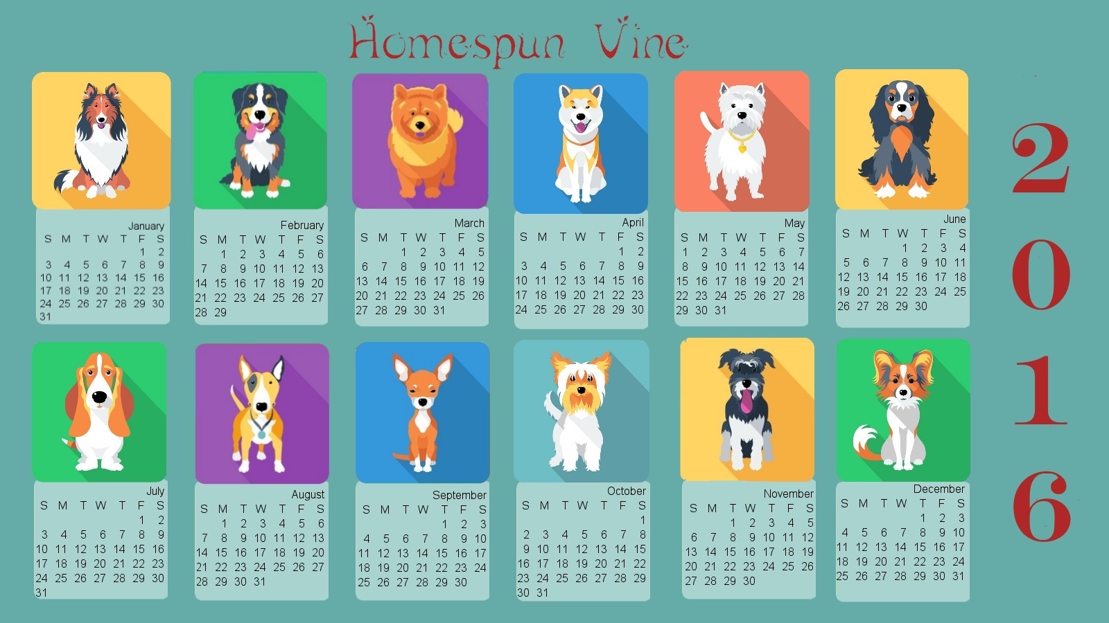 2016-calendar-animals