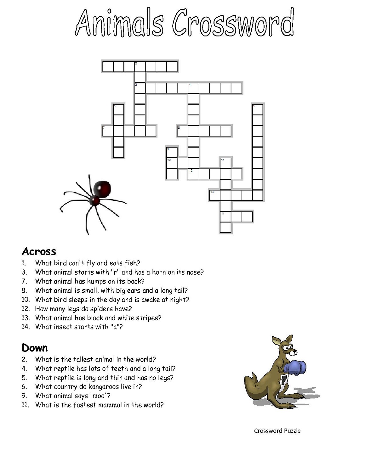 crossword-puzzles-kids-animal