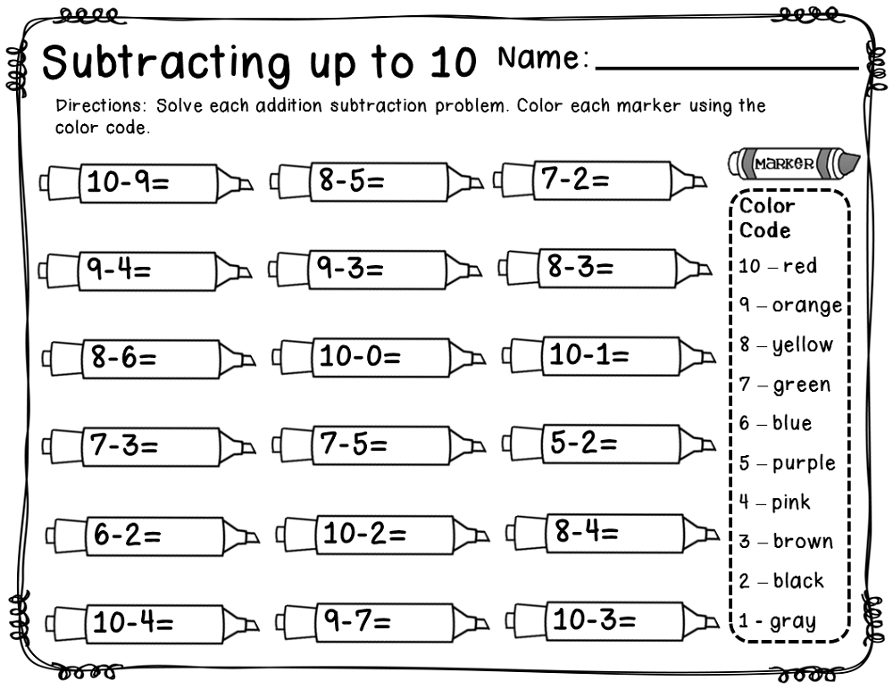 math worksheet fun crayon