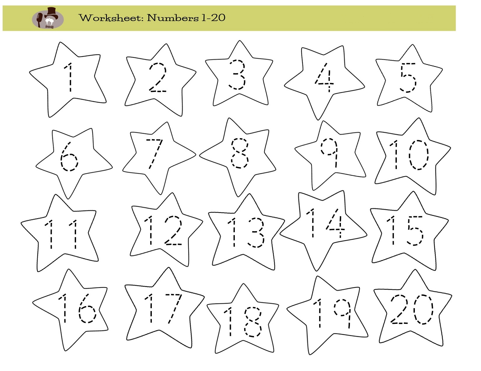 number-trace-worksheet-star