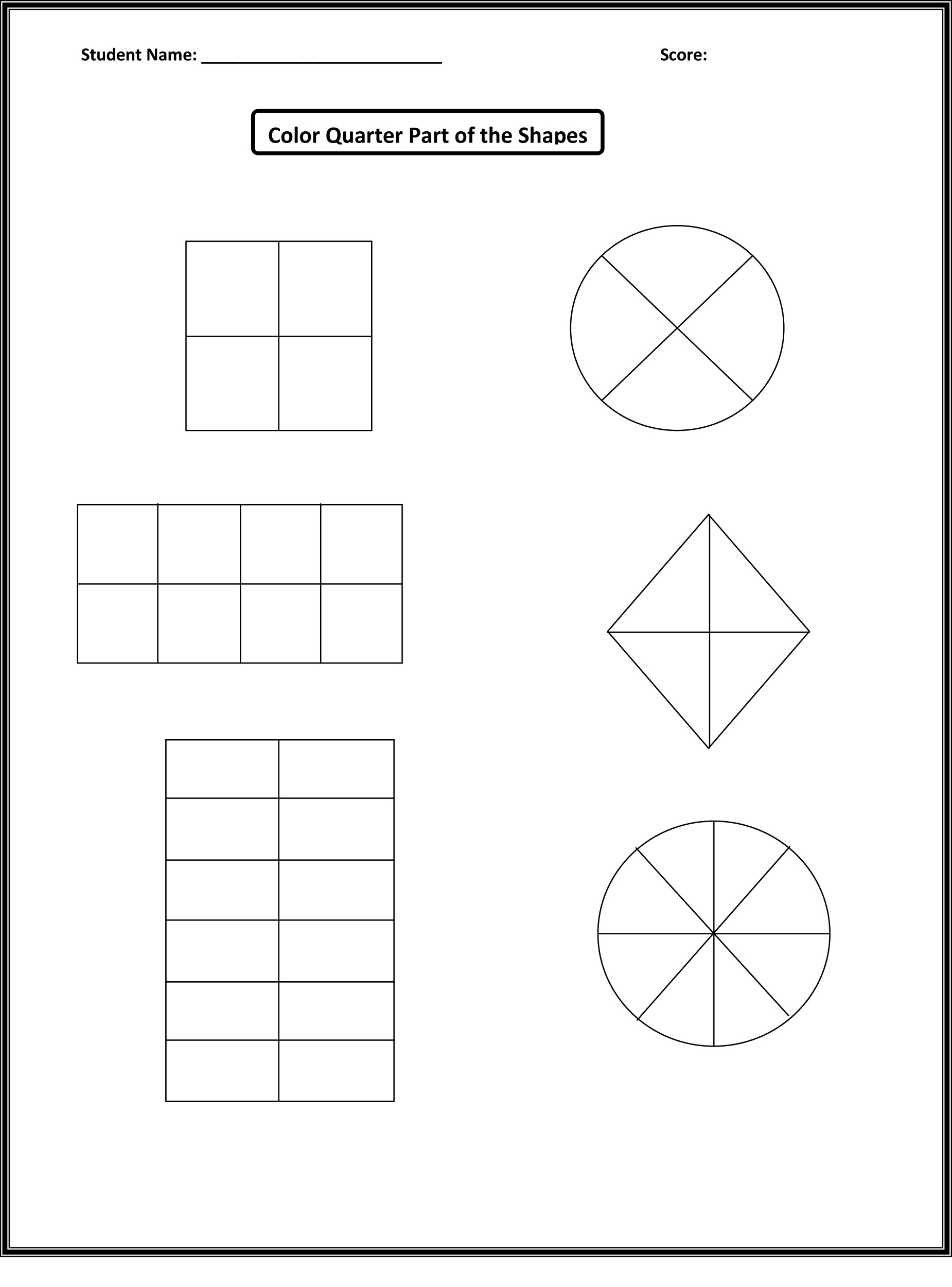 shapes worksheets for kids quarter