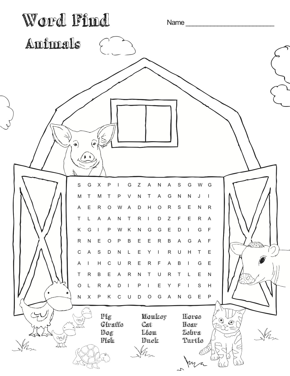 Animal Farm Word Search Free Activity Shelter