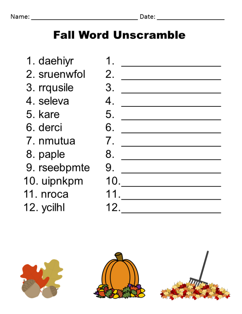 word-scramble-worksheets-fall