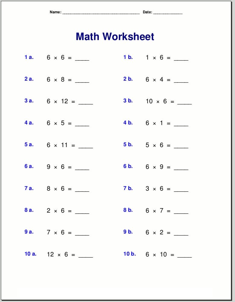 6 Times Table Worksheets | Activity Shelter