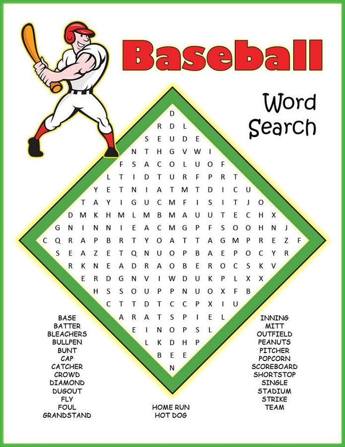 baseball word searches free