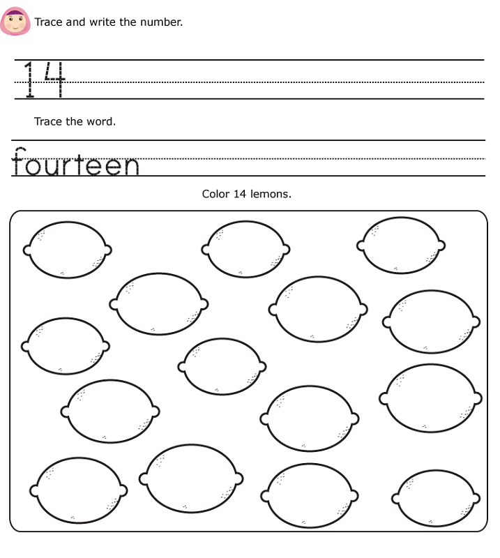 number 14 worksheets printable