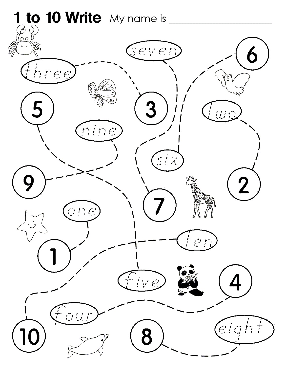 Printable Numbers 1 10 Worksheets