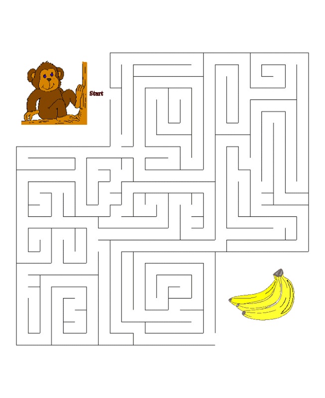 maze puzzles for kids monkey