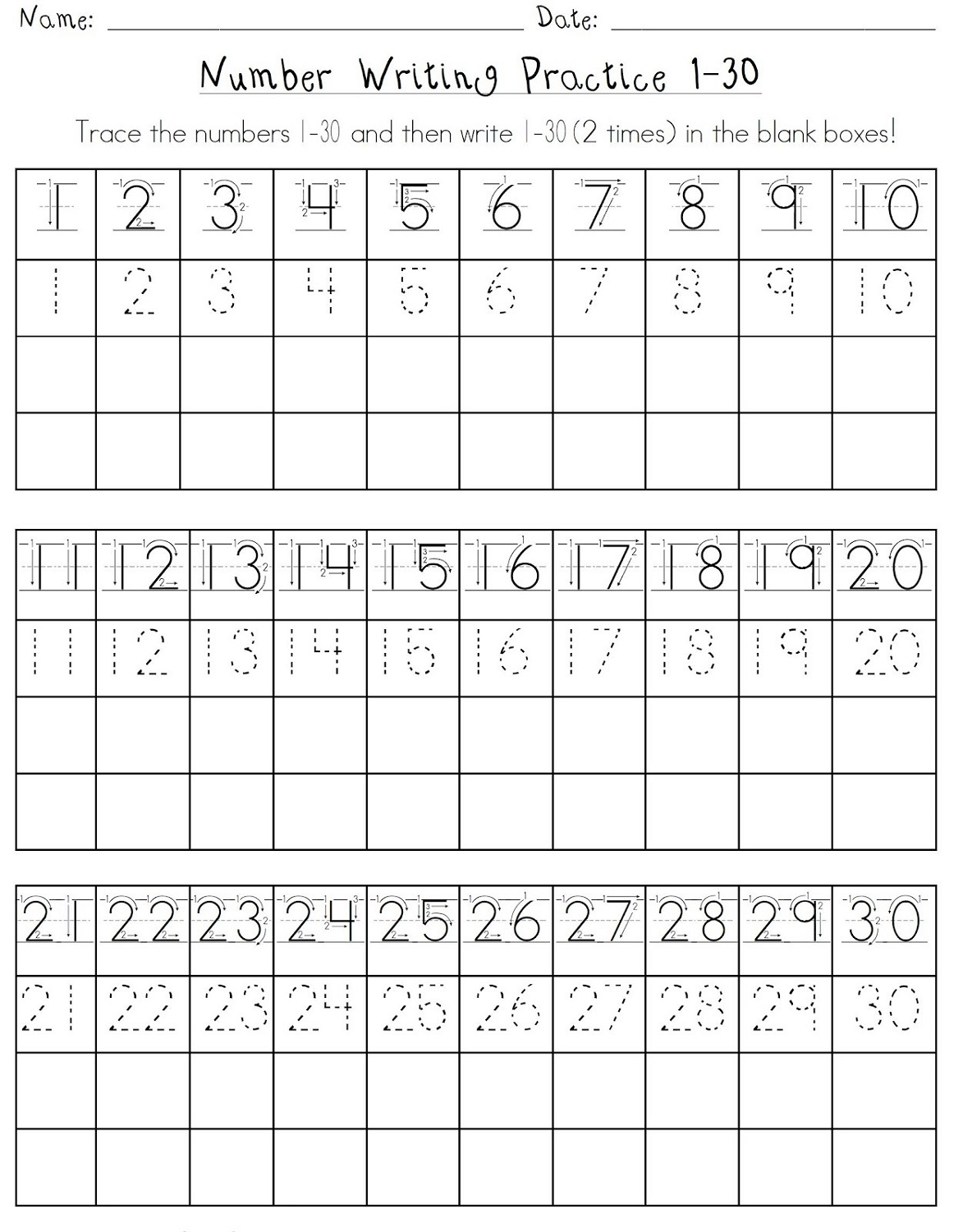 traceable numbers worksheets writing