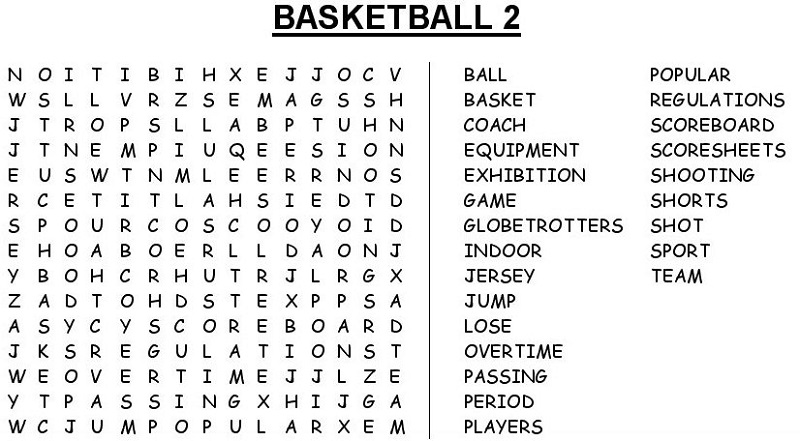 basketball word search large