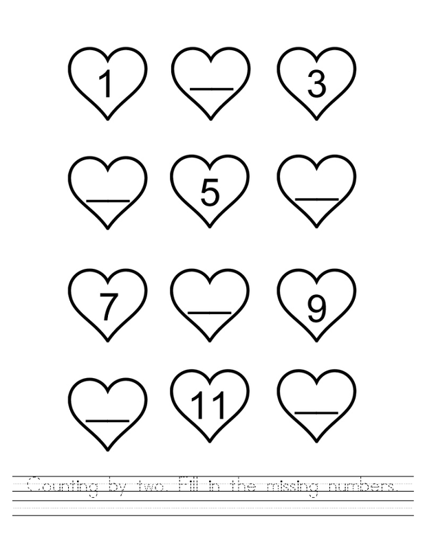count by twos worksheet heart