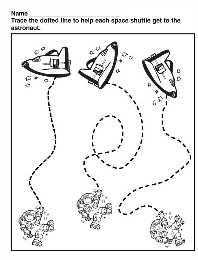 outer space worksheets for kids trace