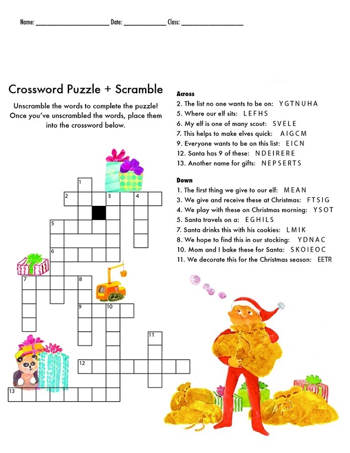 crossword puzzles for 5th graders christmas