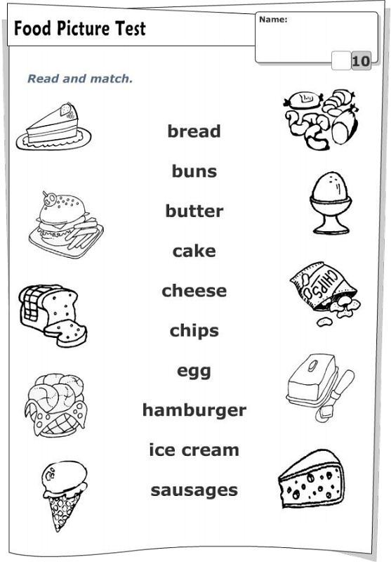 fun activity worksheets for kids food