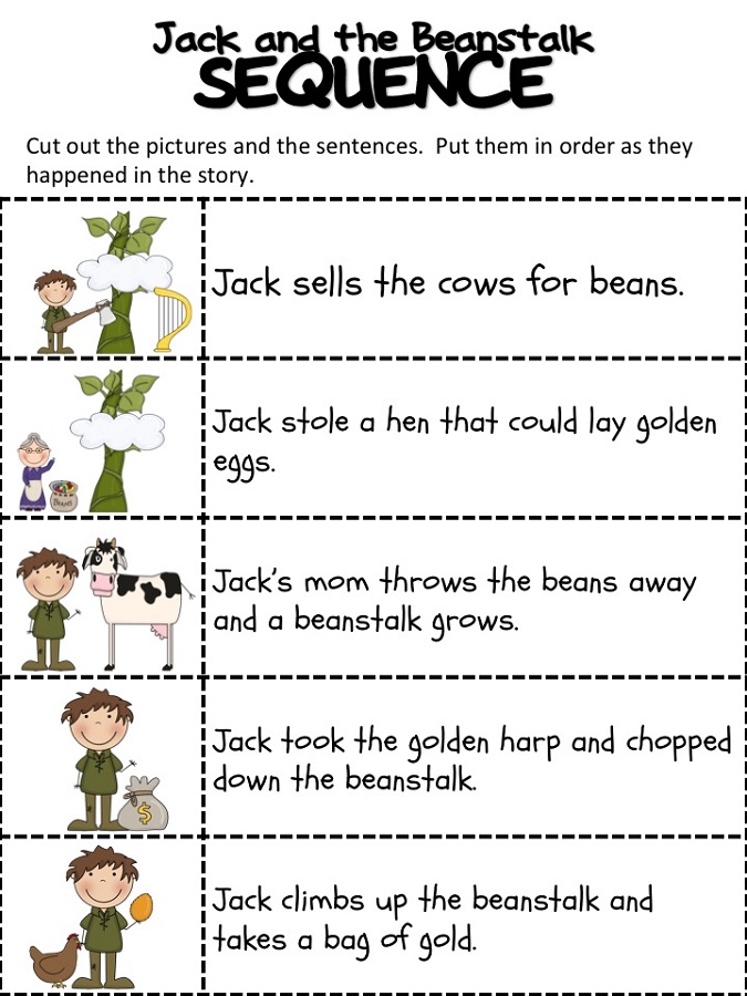 Kindergarten Jack And The Beanstalk Story Printable Printable Word 