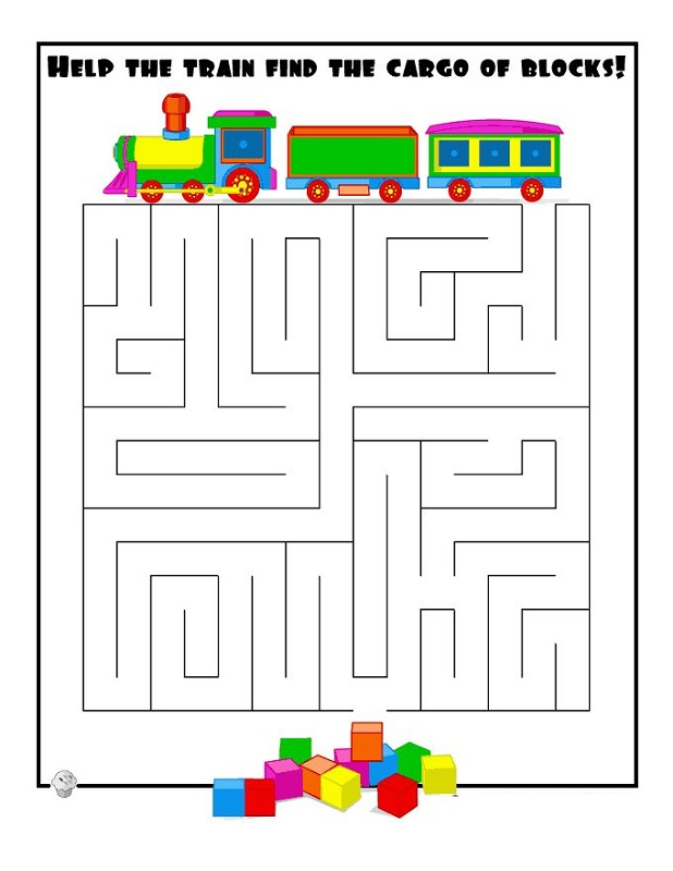simple mazes for kids train