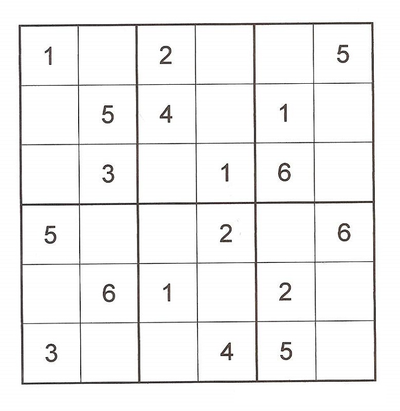 Sudoku 6x6 Printable Printable Word Searches