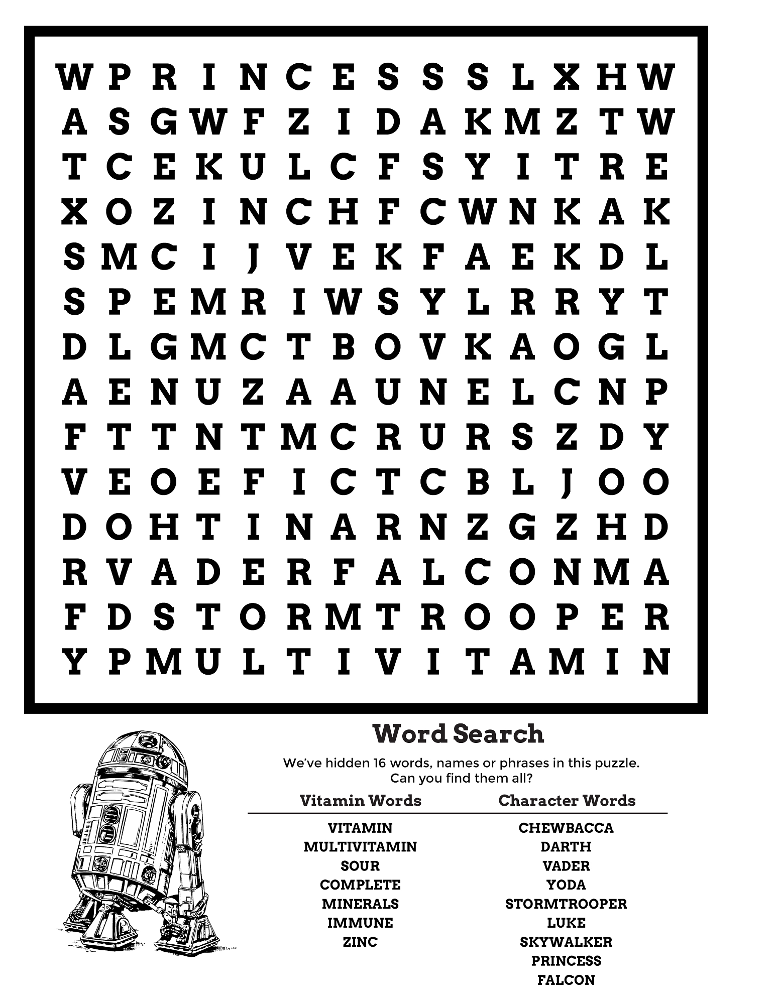 star wars word search free