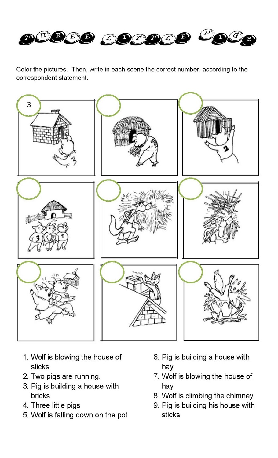 three little pigs worksheets free