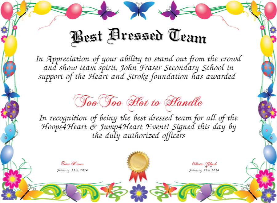 best dressed award certificate colorful