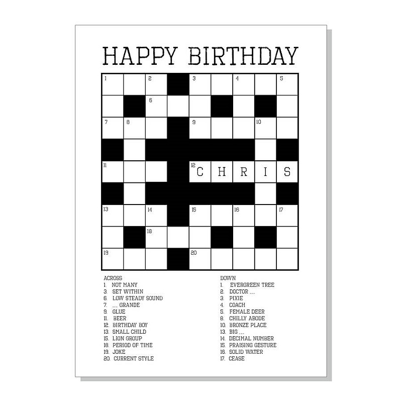 birthday crossword puzzle easy