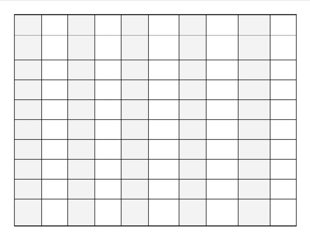 blank number chart 1-100 simple