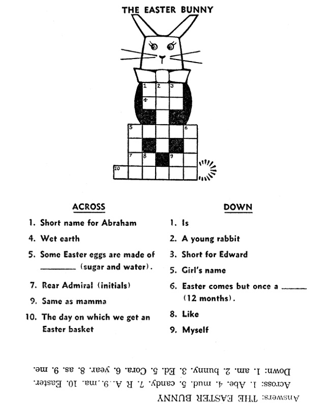 easy crosswords for kids bunny