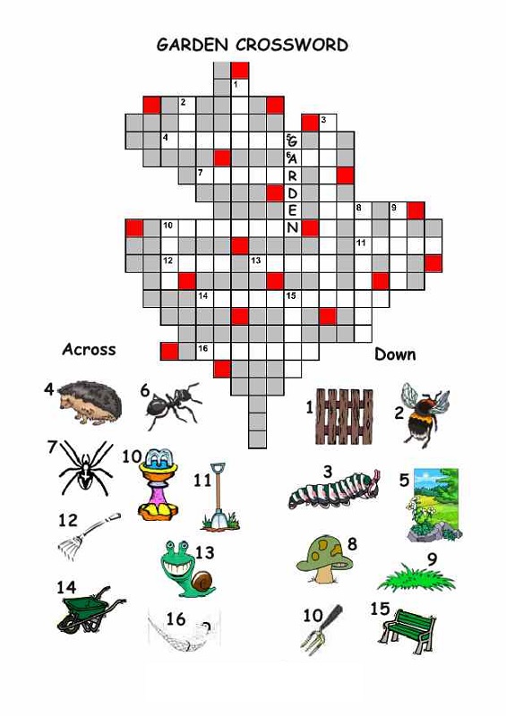 easy crosswords for kids garden