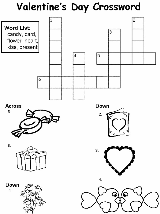 easy crosswords for kids valentine