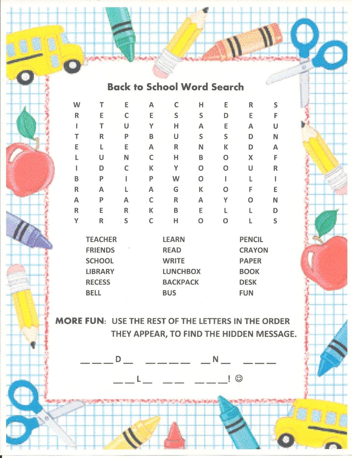 easy word search school