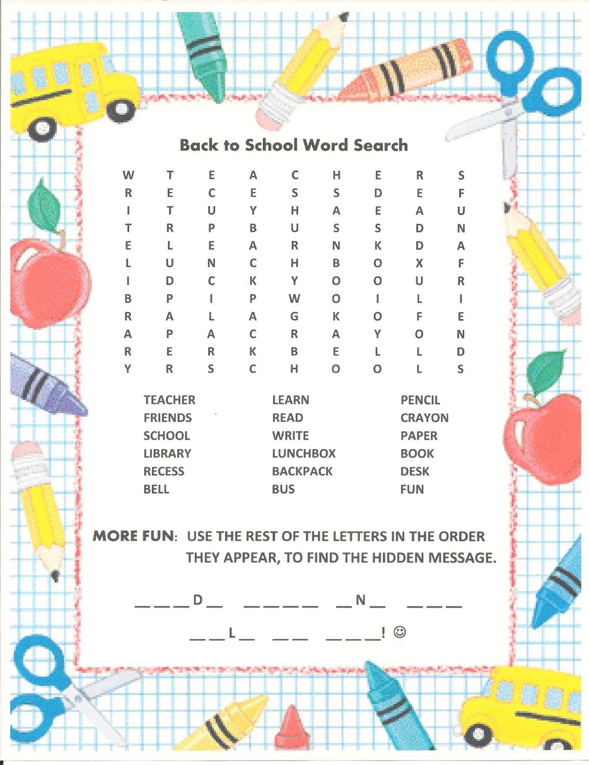 Printable Word Searches Easy