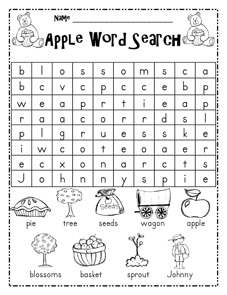 kid word search apple