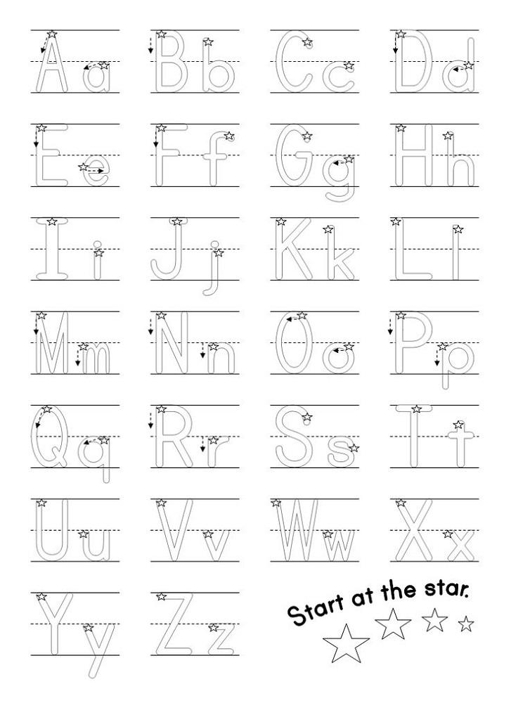 alphabet practice worksheets star