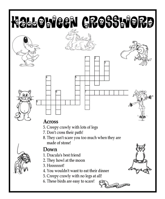 cross word puzzles for kids halloween