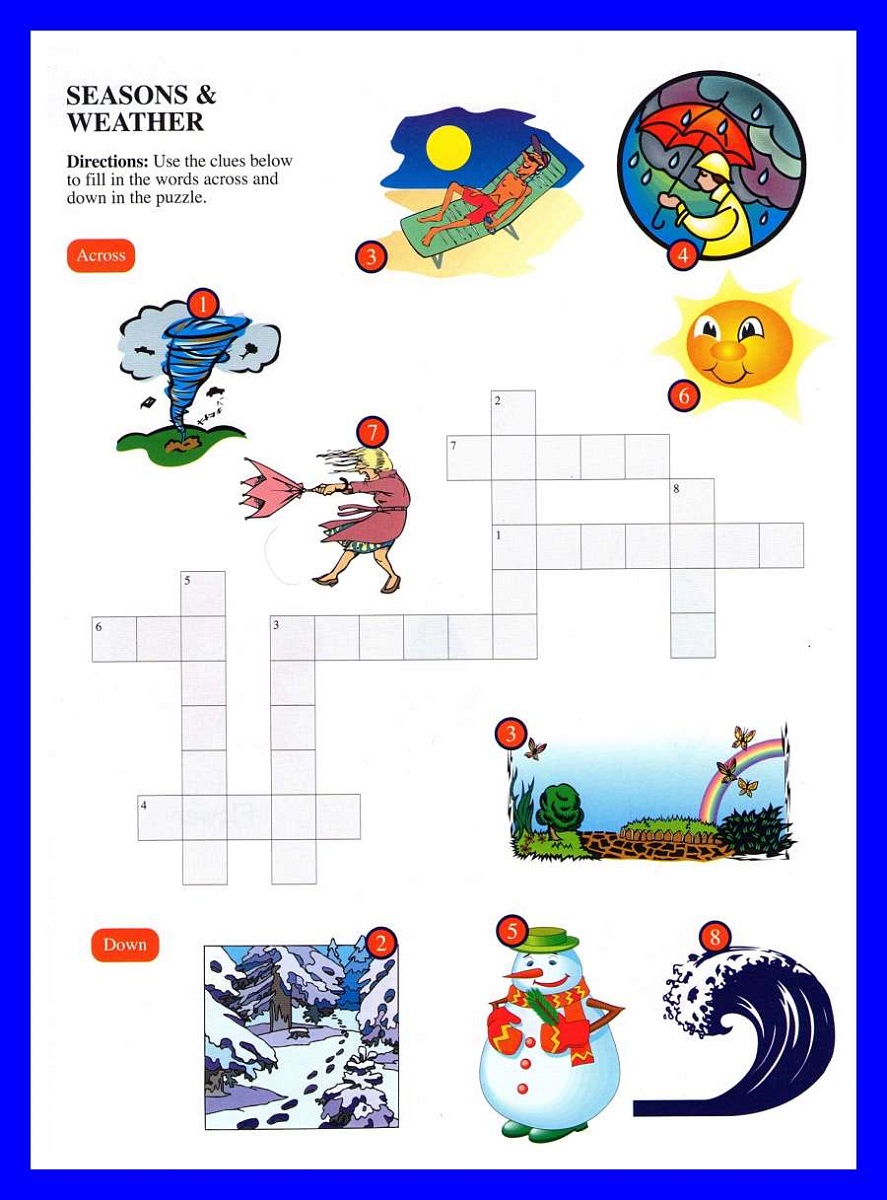 crossword puzzles for kids weather