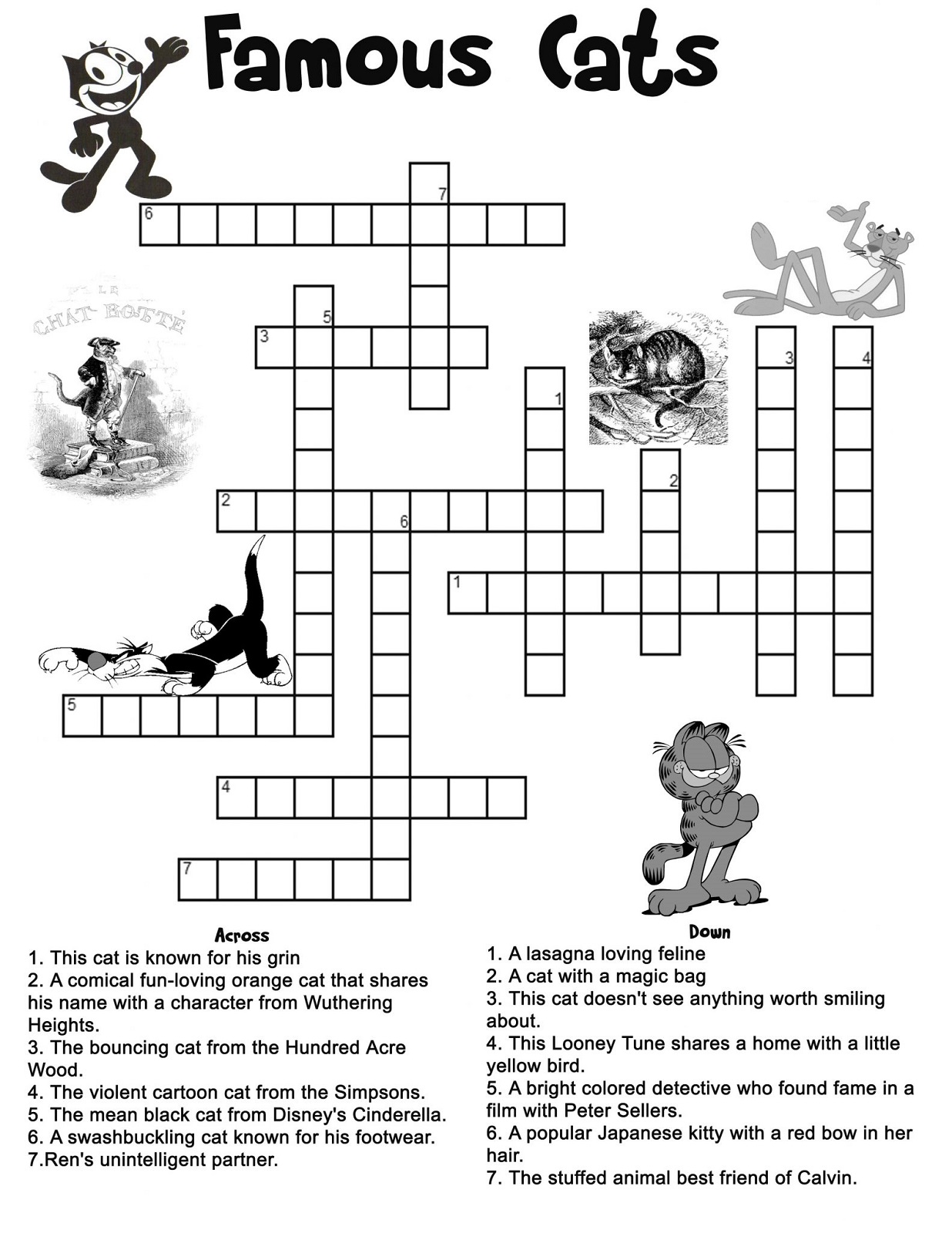 kids crossword puzzles cat