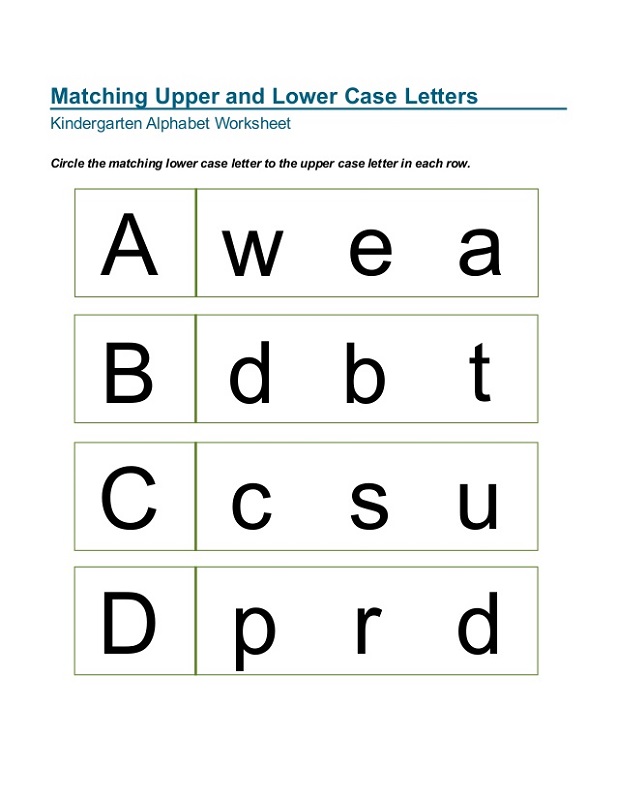 lower case alphabet worksheets matching