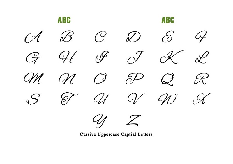 capital letter alphabet cursive