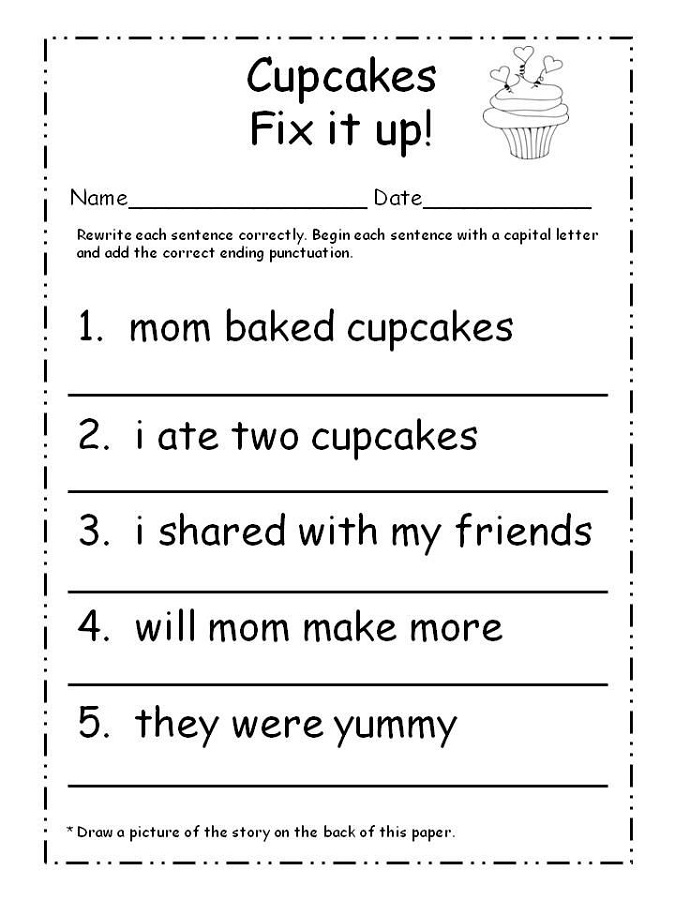 capital letters worksheets cupcake