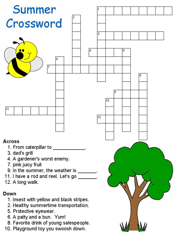 crossword puzzles for children summer