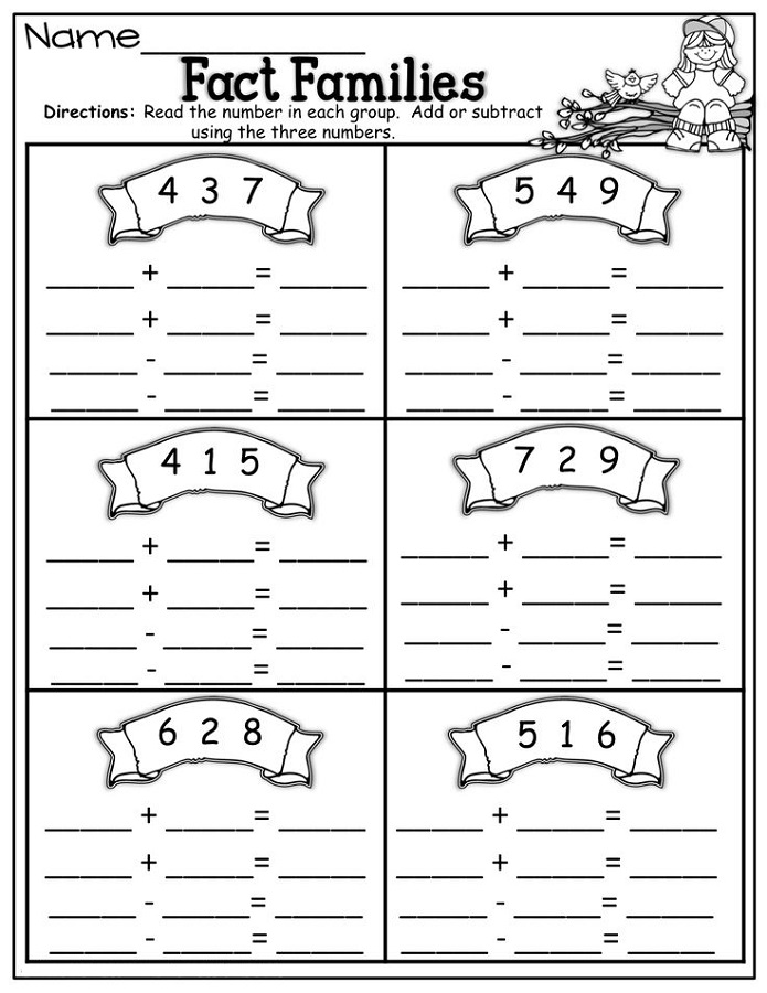 free fact family worksheets math