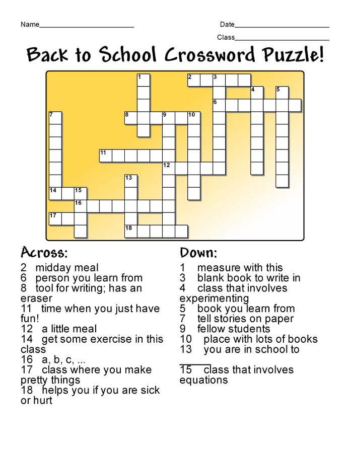 super easy crossword puzzles school