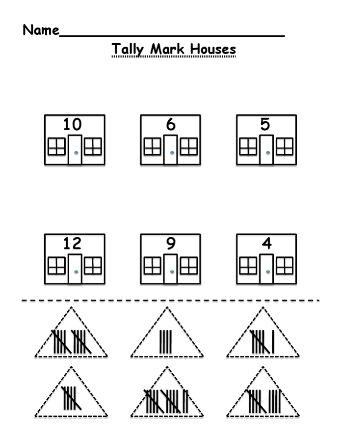 tally marks worksheets house
