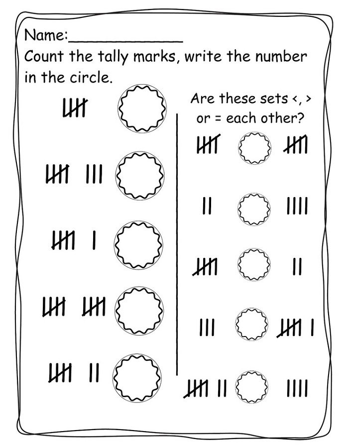 tally marks worksheets pre k