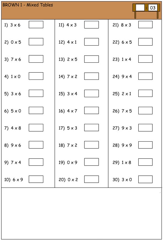 time table worksheets to print