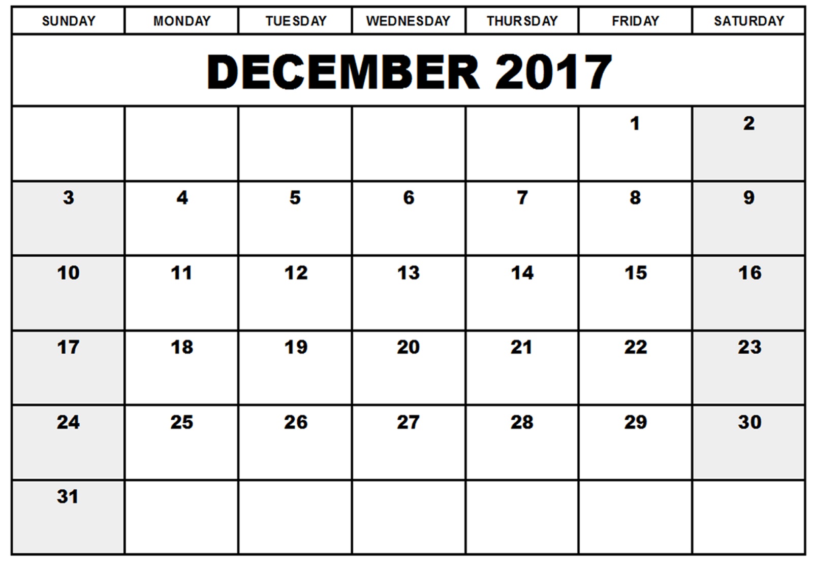 december 2017 calendar pages