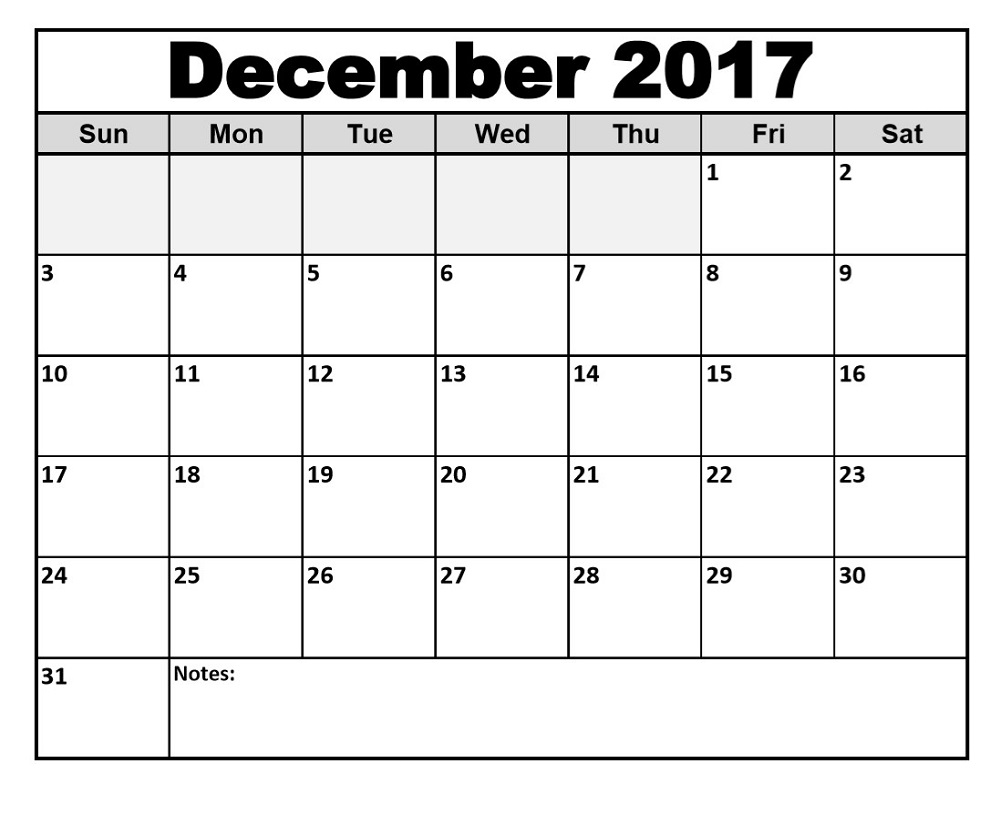 december 2017 calendar printable